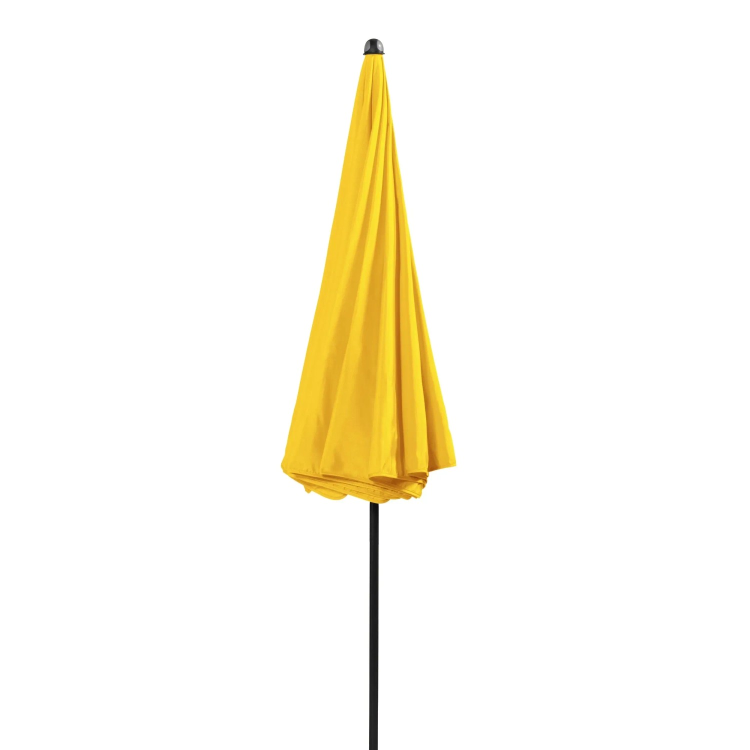 Geschlossener, gelber Doppler Balkonschirm Sunline Ø 200 cm mit Schieber.