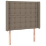 Boxspringbett Taupe 90x200 cm mit Stoffbezug und Kopfteil mit Knopfheftung.