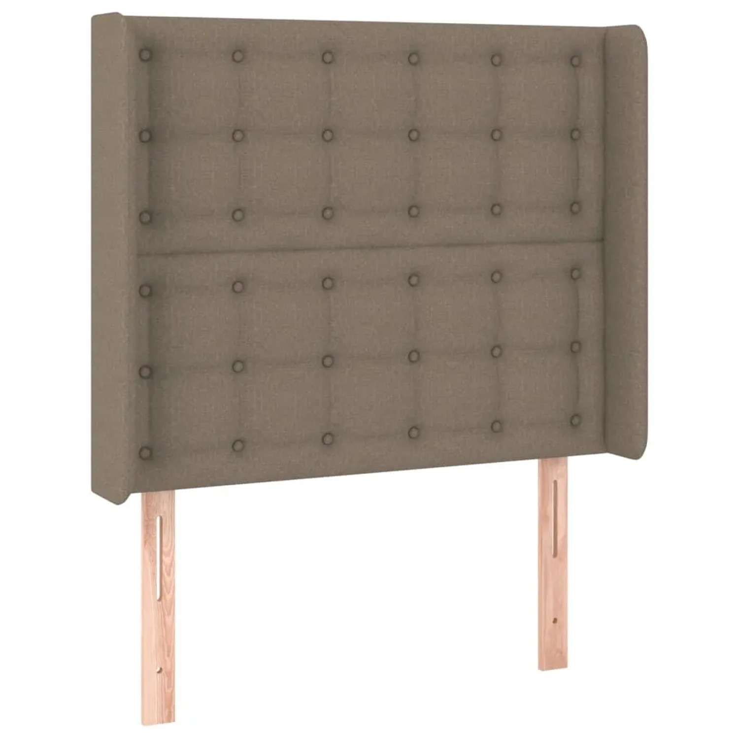 Boxspringbett Taupe 90x200 cm mit Stoffbezug und Kopfteil mit Knopfheftung.
