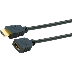 Schwarzes Schwaiger High-Speed-HDMI-Kabel mit Ethernet, 1,5 m Länge.