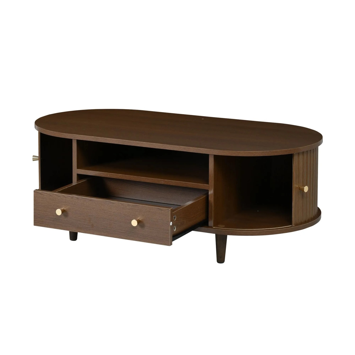 okwish Couchtisch mit MDF Wohnzimmer Schublade Stauraum 100x50x36cm Walnussfarbe