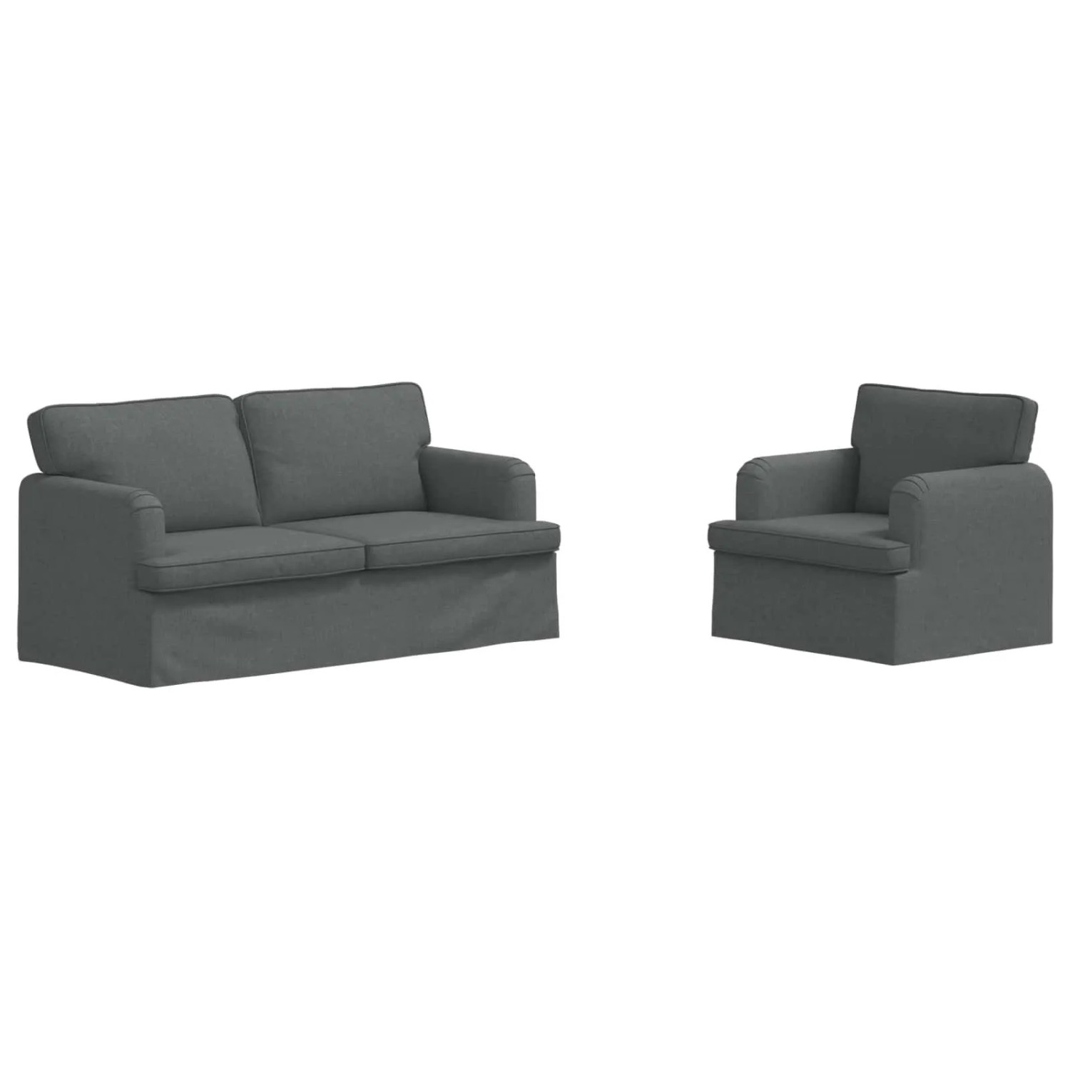 vidaXL Sofa 2-Tlg Dunkelgrau 162 x 80 x 85 cm Stoff 3407561