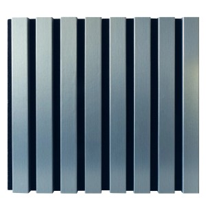 Kovalex Akustikpaneel in Edelstahl-Optik für Wandmontage.