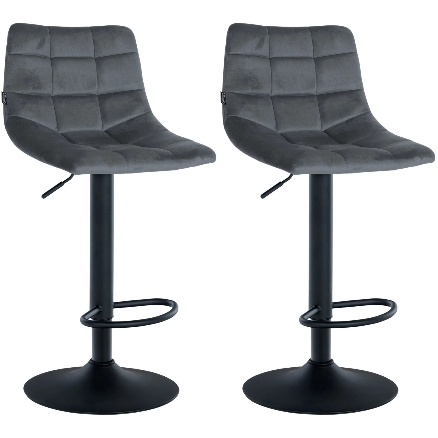 DELUKE Barhocker 2er Set DUBAI Dunkelgrau Samt Schwarz Barstuhl Mit Lehne Tresenhocker Tresenstuhl