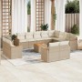 Beige 13-tlg. vidaXL Garten-Sofagarnitur aus Poly Rattan mit Kissen für Terrasse und Garten.