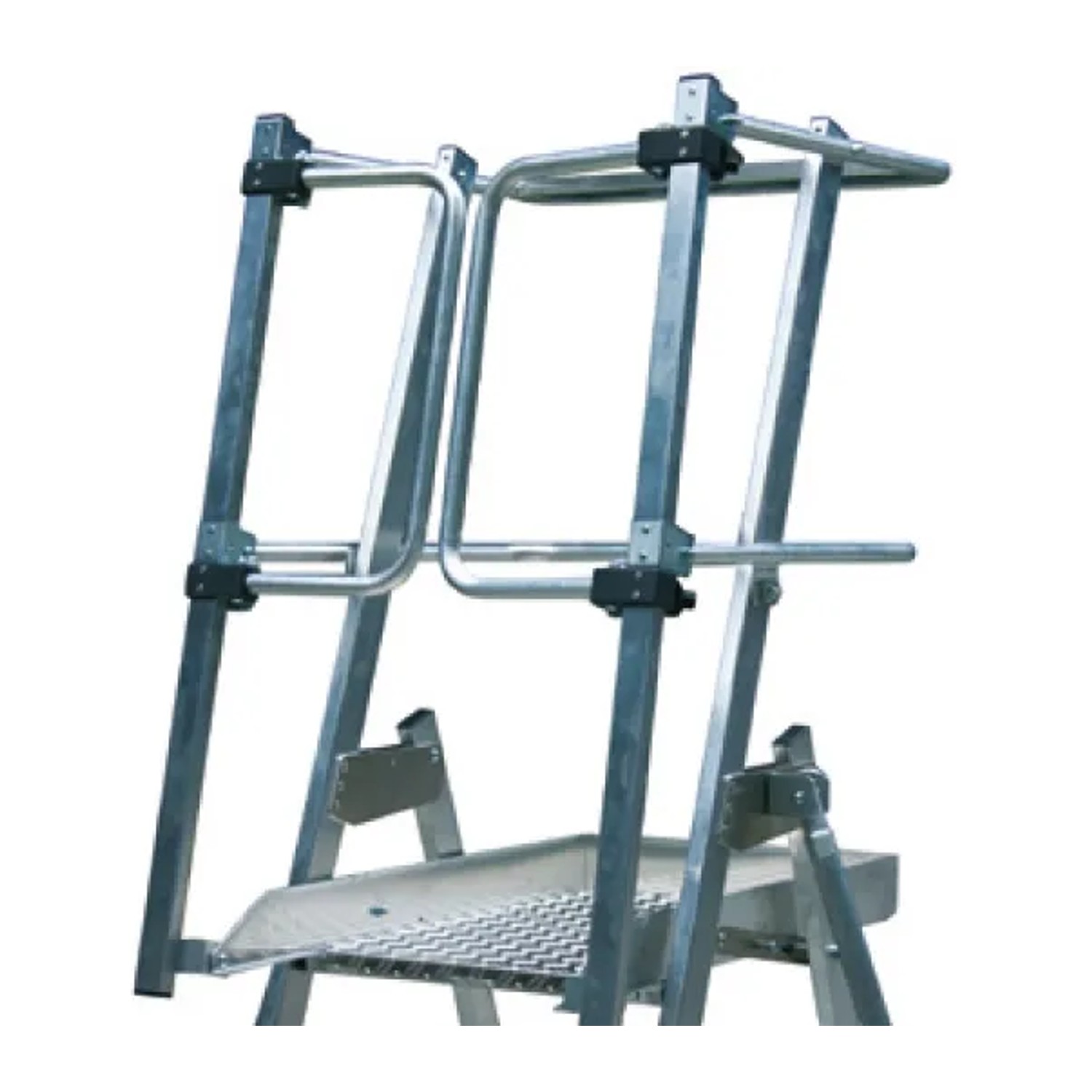 MUNK Plattformleiter FlexxStep mit 5 Sprossen und Teleskopaufsatz, höhenverstellbar.