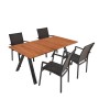 5-teiliges Gartenmöbel-Set Davina von Garden Pleasure: Tisch aus Teakholz mit 4 Stühlen in Schwarz-Braun.