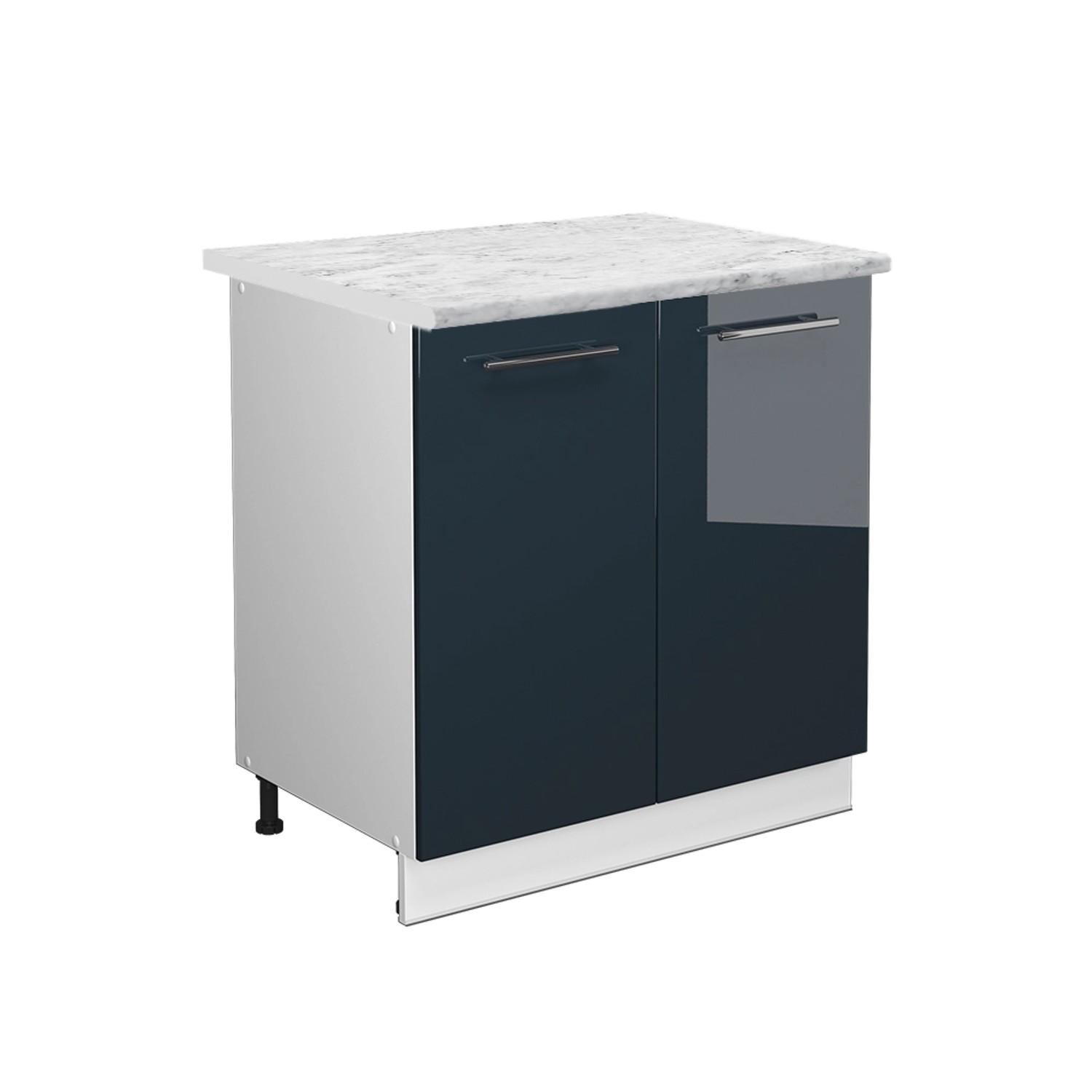 Vicco Spülenunterschrank Fame-Line Dunkelblau Hochglanz/Weiß 80 cm mit Rega günstig online kaufen