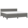 vidaXL Boxspringbett, dunkelgrau, 200x200 cm mit Stoffbezug, inklusive Matratze und Kopfteil.