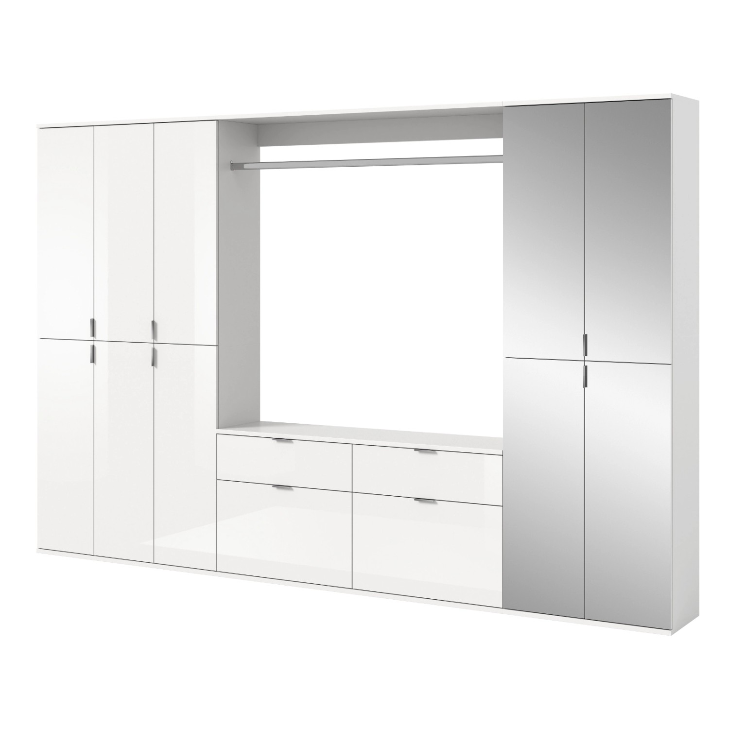 Inn.Furn Garderoben-Set 5-teilig Weiß Hochglanz 273 cm Viel Stauraum System günstig online kaufen