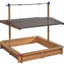 Gaspo Sandkasten Mickey II mit Dachlift, 140x140 cm, aus Holz mit farbigen Ecken.