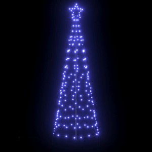Blauer LED Weihnachtsbaum von vidaXL, 250 cm hoch, mit Erdspießen und Sternspitze.