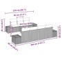 vidaXL Garten-Sofa-Set, 8-teilig, beige Poly Rattan, mit Maßangaben.