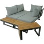 3-tlg. Lounge-Gruppe Felice FSC® mit grauem Polster und Akazienholz-Tisch für Garten, Terrasse oder Balkon.