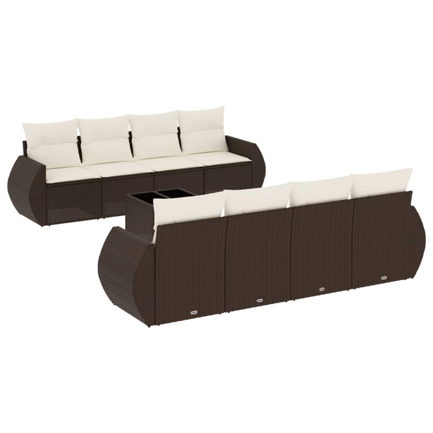 vidaXL 9-Tlg Garten-Sofagarnitur mit Kissen Braun Poly Rattan 3253490 günstig online kaufen
