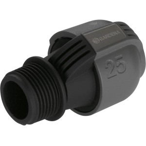 Gardena Verbinder 25 mm x 25 mm mit Außengewinde für Sprinkler-Systeme.