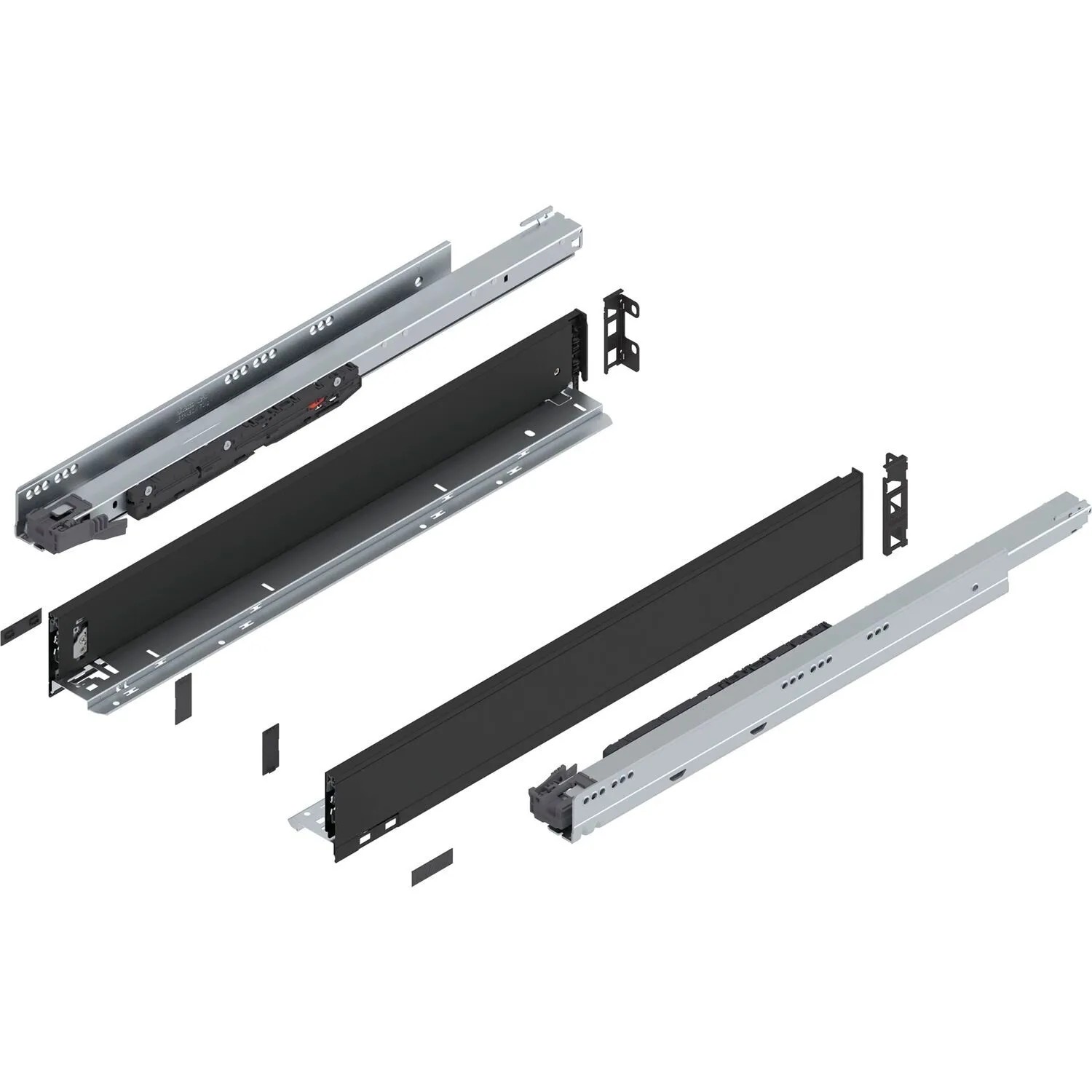 Blum Legrabox Pure Set Höhe N Tip-On Vollauszug 650 mm 70 kg Carbonschwarz 1 Paar