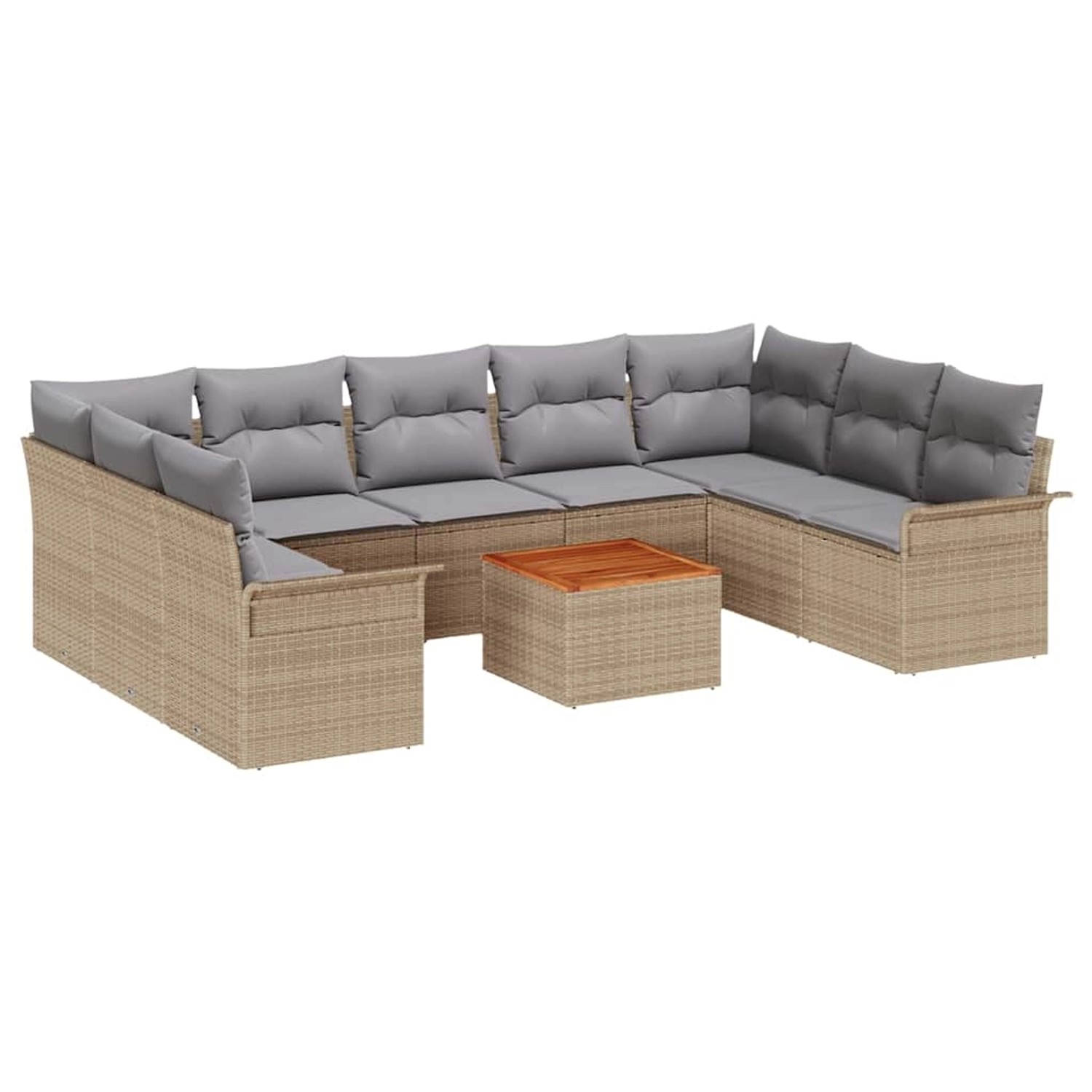 vidaXL Garten-Sofa-Set 10-Tlg Beige Poly Rattan 3347371 günstig online kaufen