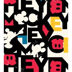 Komar Vliesfototapete Mickey Mixup mit Mickey Mouse Motiven und bunten Buchstaben.