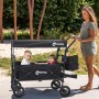 Sekey Bollerwagen, faltbar, mit Dach, für 2 Kinder (bis 100 kg), schwarz. Ideal für Camping.
