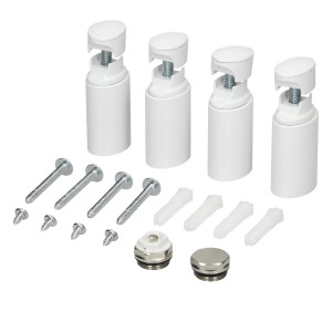 LuxeBath Halterung für Badheizkörper, weiß, Set mit 4 Haltern, Schrauben, Dübeln, Entlüftungsventil und Blindstopfen.