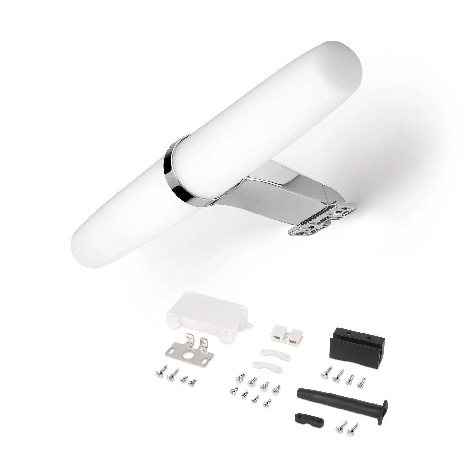 Emuca LED-Strahler Gemini für Badezimmerspiegel AC 230 V 50Hz ohne Konverter L233 mm Neutralweiß 4000 K Kunststoff und Aluminium Verchromt