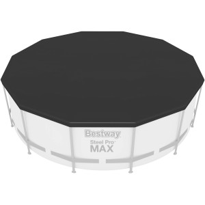 Bestway Pool-Abdeckplane Standard Ø 366 cm, schwarze Schutzplane für Frame Pool.
