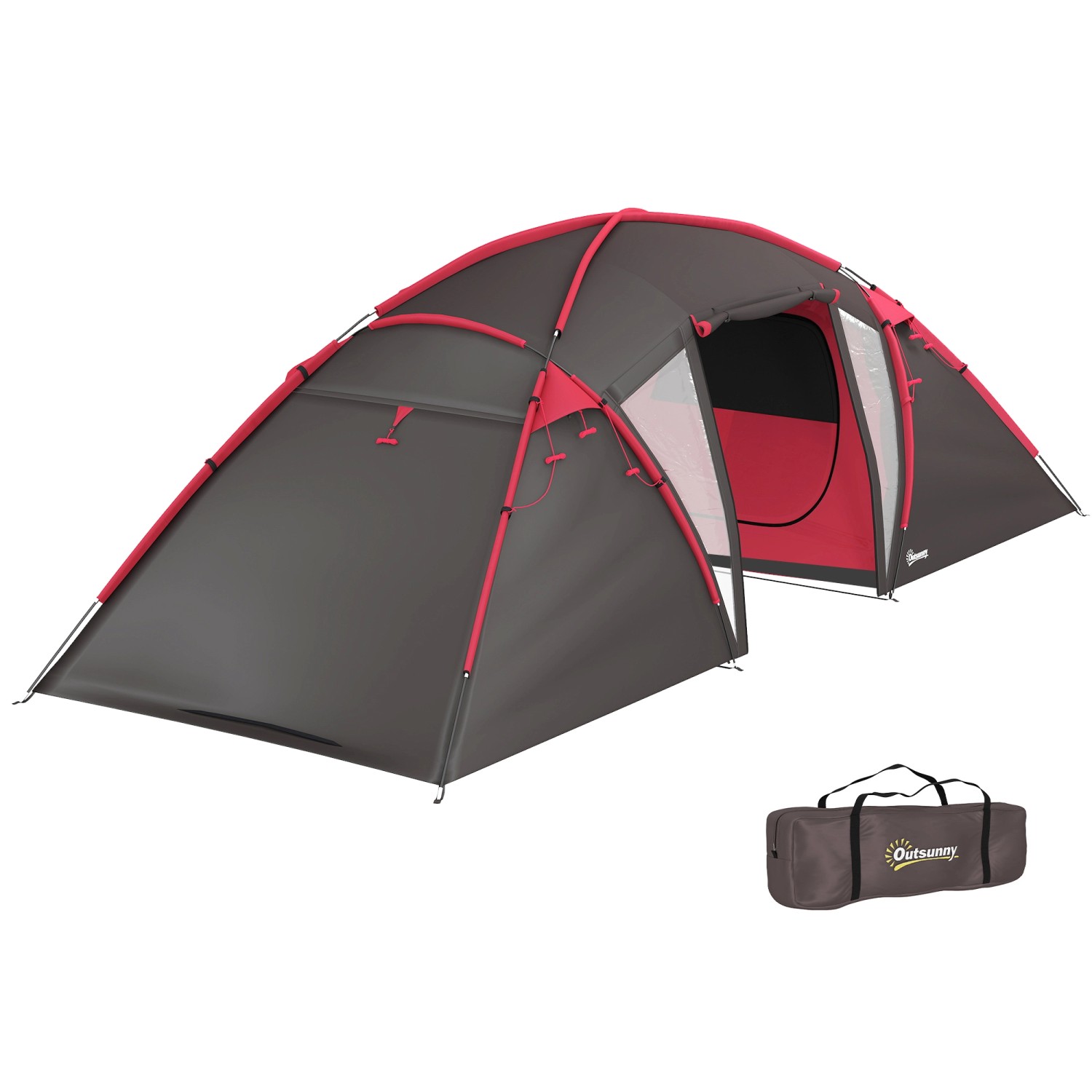 Outsunny Campingzelt Polyester Kunststoff Grau 615L x 235B x 195H cm günstig online kaufen