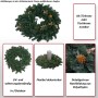 Künstlicher grüner Weihnachtskranz Ø 60cm mit goldenen Zapfen und 4 Kerzenhaltern. Für Tür oder Tisch, UV-beständig.