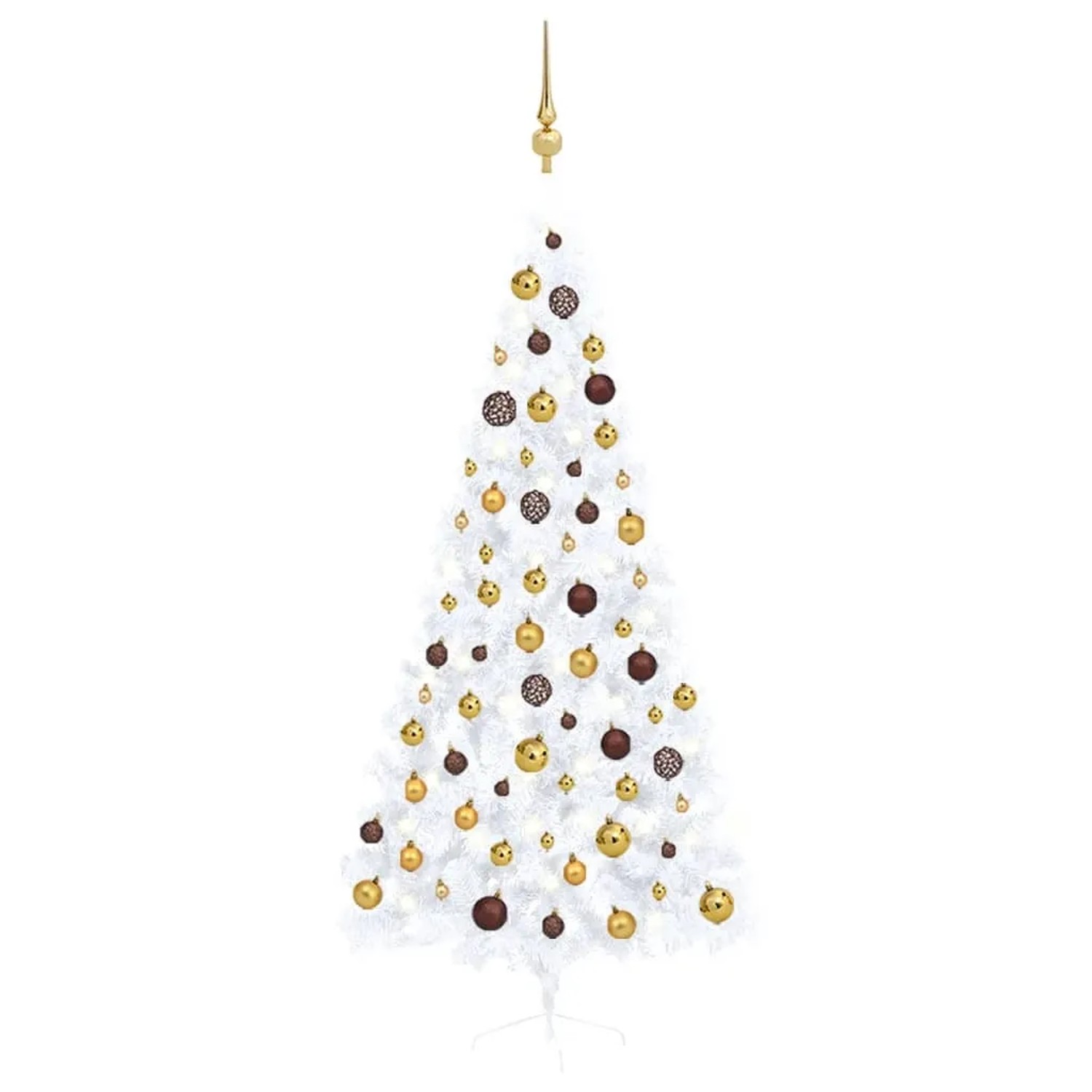 vidaXL Künstlicher Halber Weihnachtsbaum mit LEDs & Kugeln Weiß 210 cm Modell 1