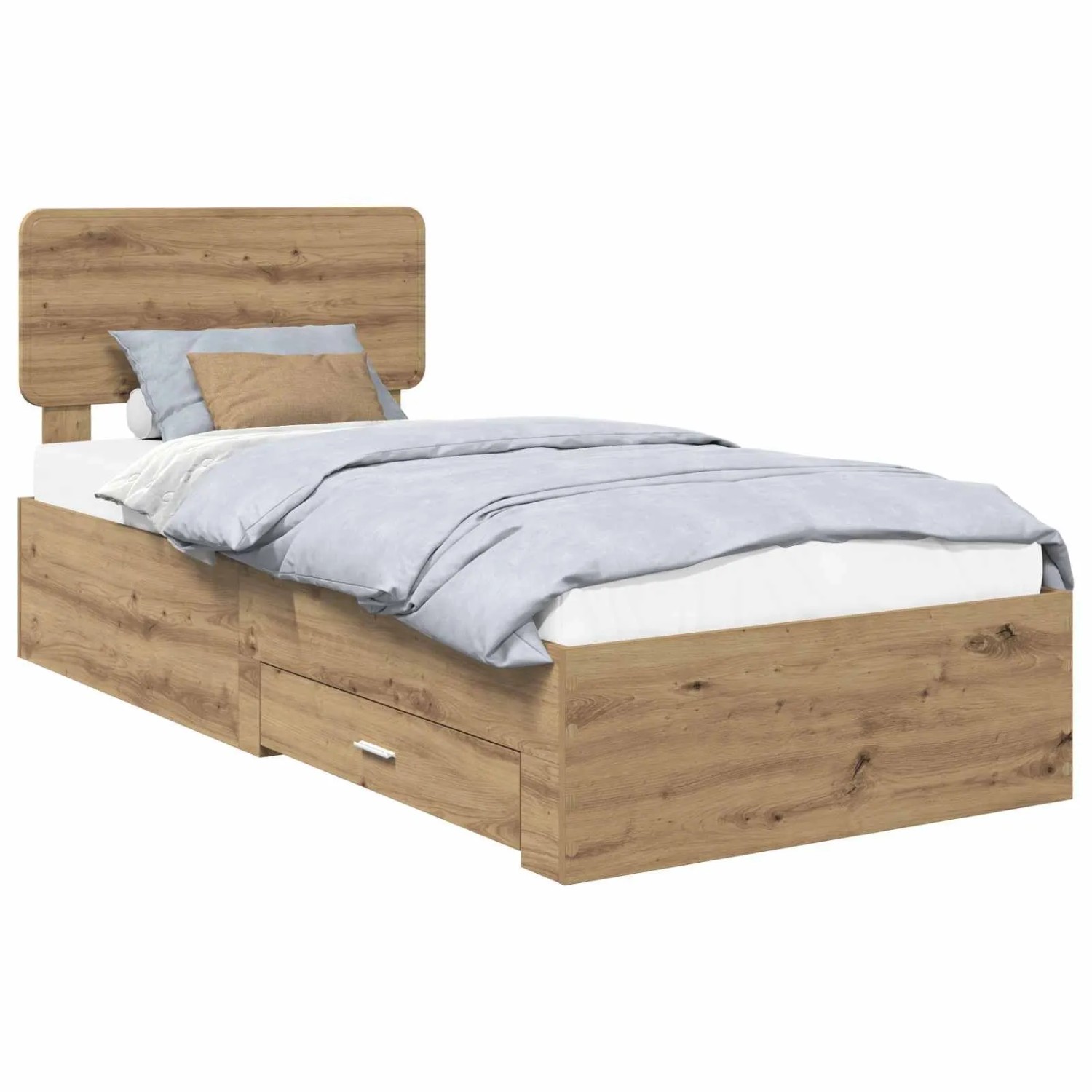 vidaXL Bettrahmen mit Kopfteil Artisan-Eiche 90 x 200 cm Holzwerkstoff 3412426