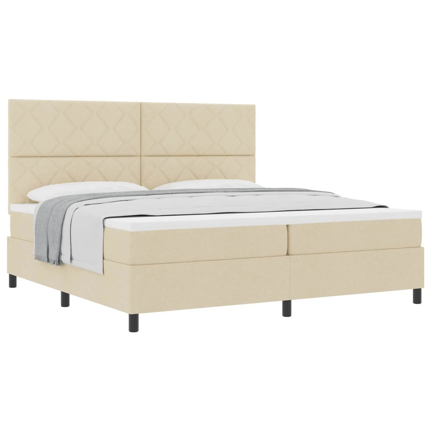 vidaXL Boxspringbett mit Matratze Creme 200 x 200 cm Stoff 3339495