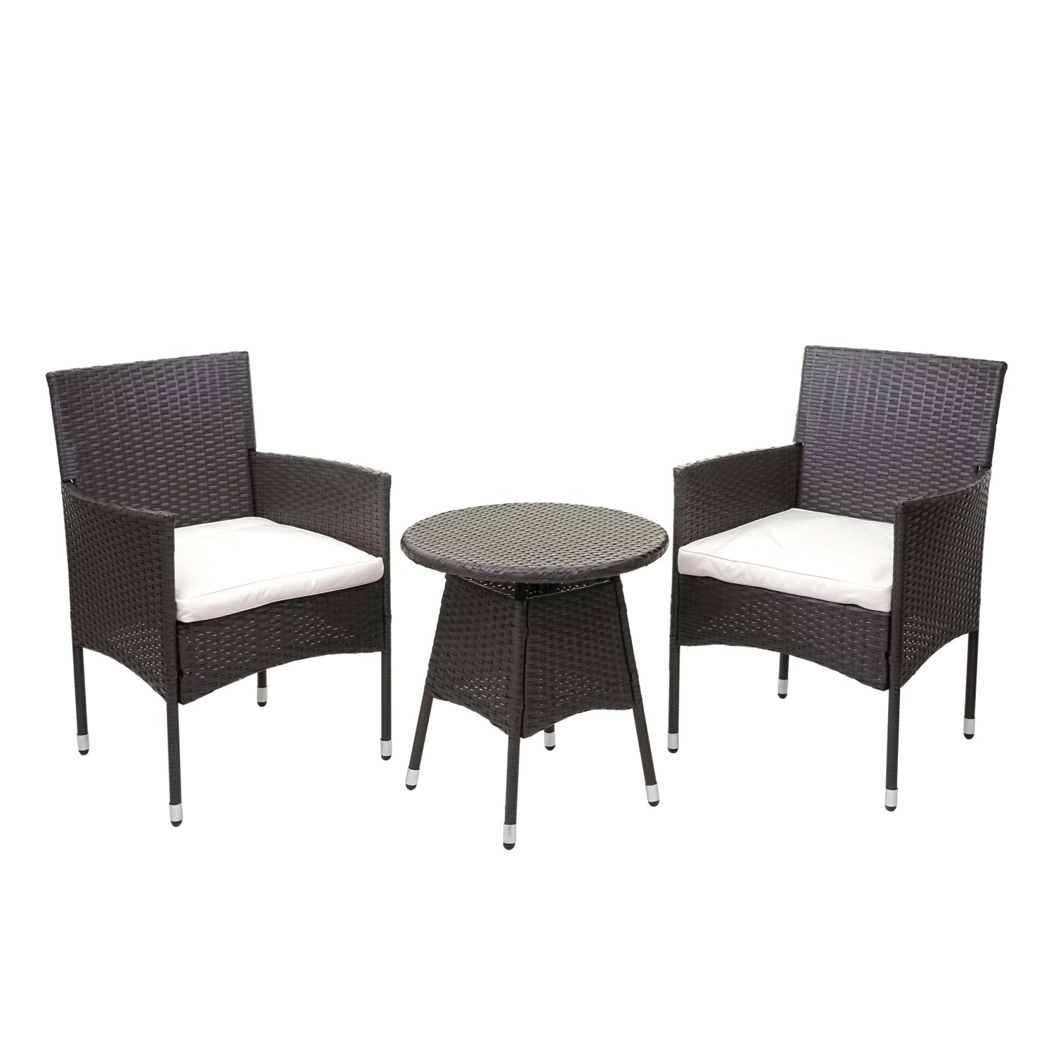 MCW Poly-Rattan Balkonset G27 3-teilig Grau Kissen Creme