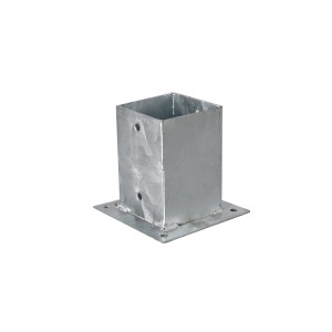 Feuerverzinkte Auhraub-Hülse 15 cm für 9x9 cm Pfosten zur Zaunbau-Befestigung.