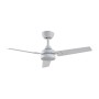 Weißer Lindby LED Deckenventilator Aerallo aus Metall mit 3 Flügeln und integrierter Lampe. Modern für Wohnzimmer.