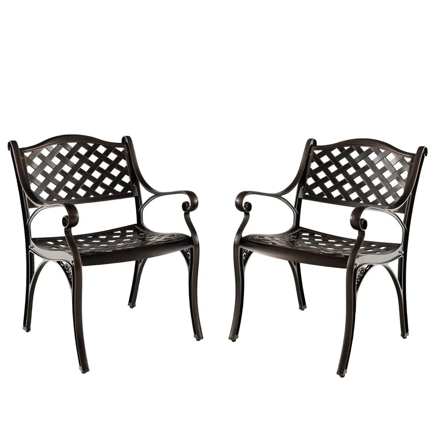 Costway 2er Set Gartenstühle Aus Aluminiumguss Wetterfeste Terrassenstühle