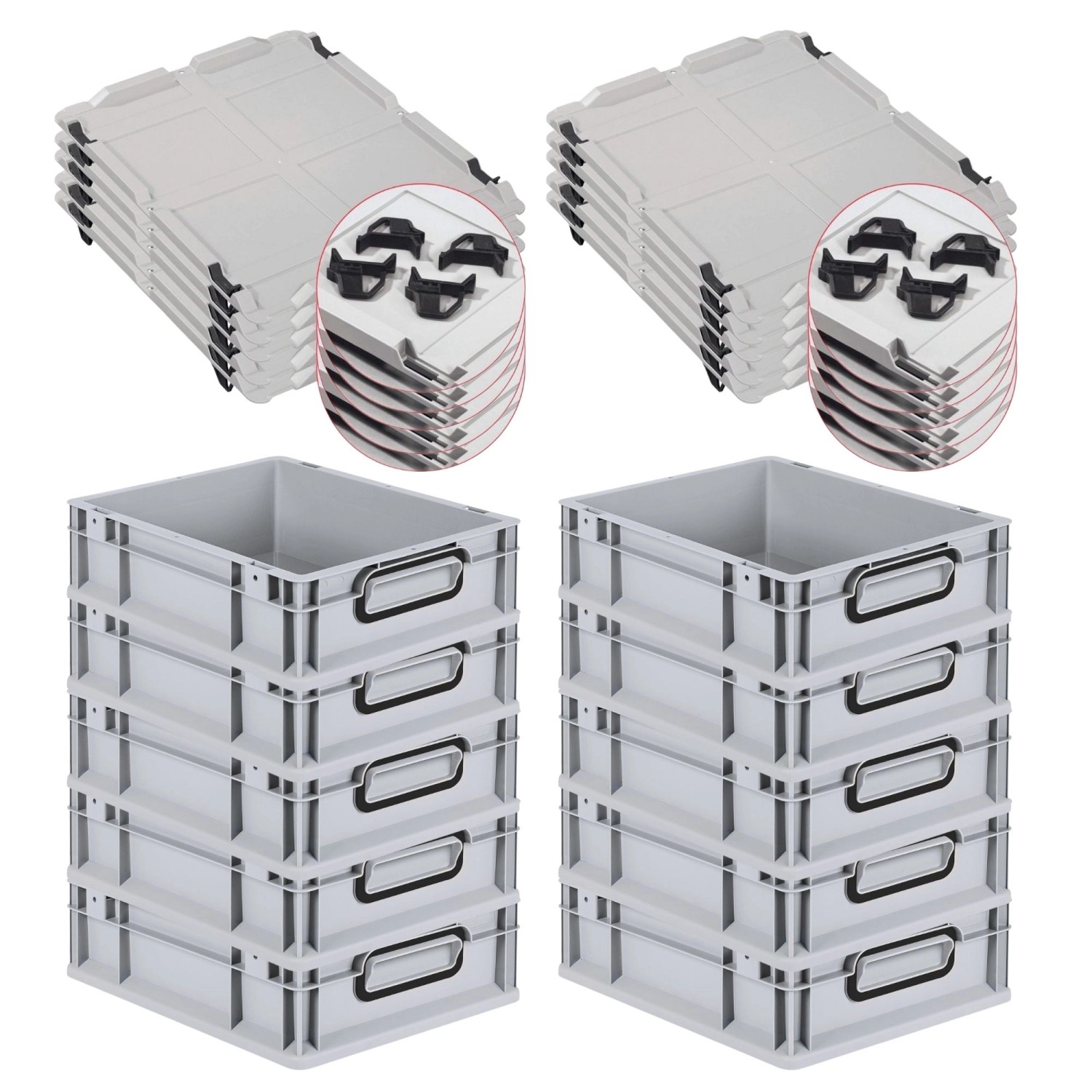PROREGAL SparSet 10x Eurobox Nextgen Color Mit Auflagedeckel HxBxT 12x30x40 günstig online kaufen