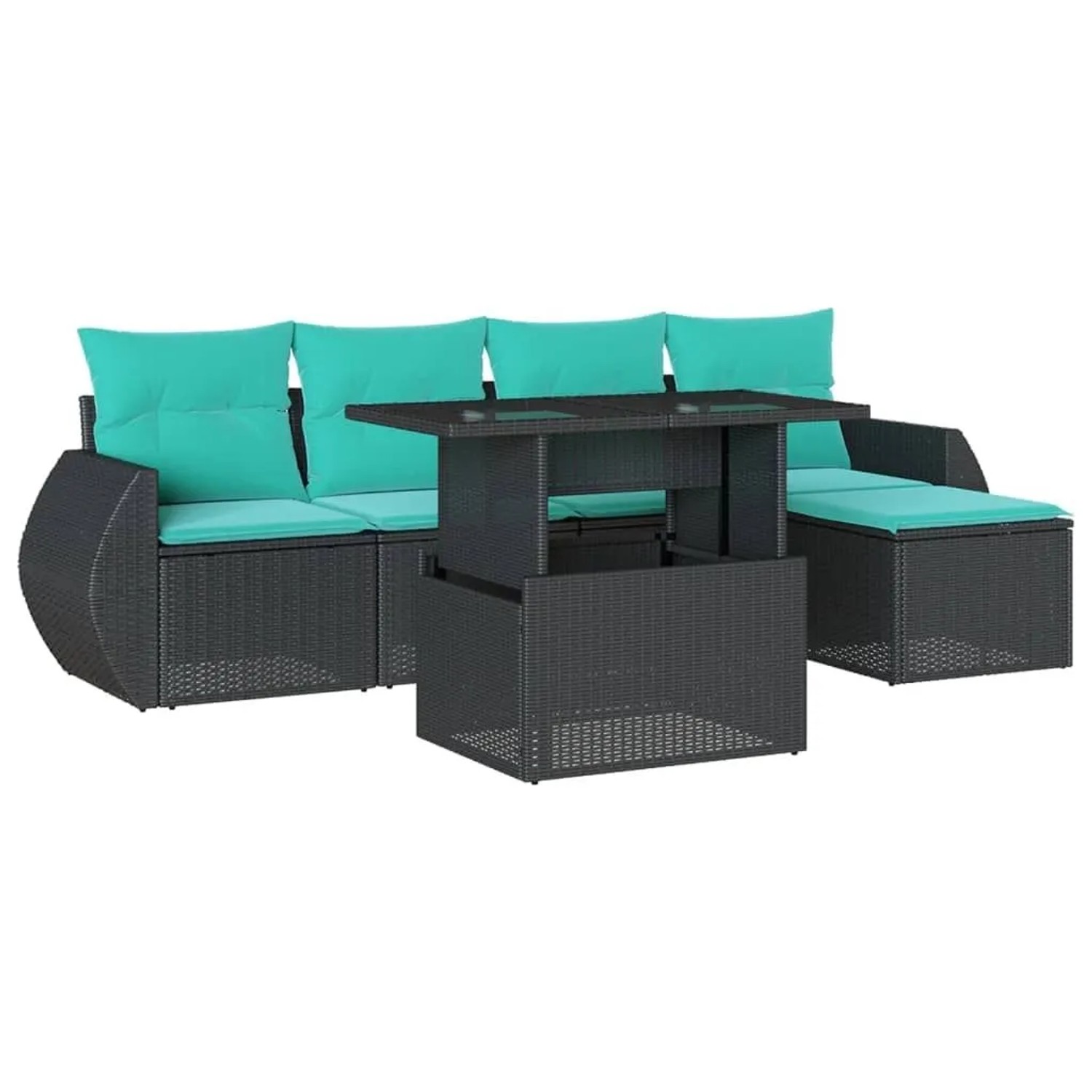 vidaXL 6-Tlg Gartensofa-Set mit Kissen Schwarz Polyrattan 3268497 günstig online kaufen