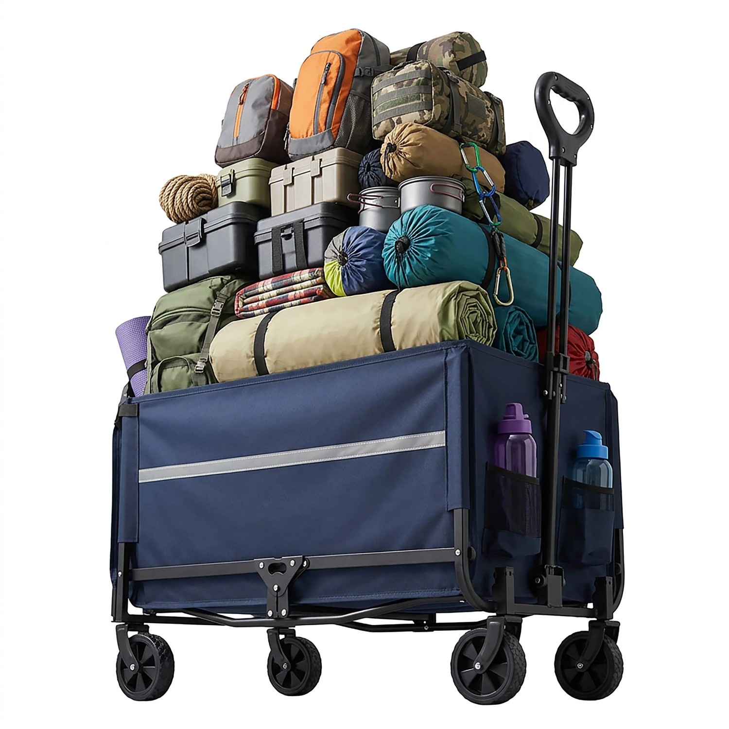 Relaxdays Bollerwagen Stahl Blau Faltbar mit Heckklappe 97 x 50 x 76 cm 6,5 kg