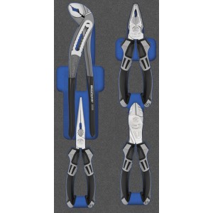 Matador Werkzeugmodul Zangen-Satz, 4-teilig, mit Kombizange, Seitenschneider, Flachrundzange und Wasserpumpenzange.