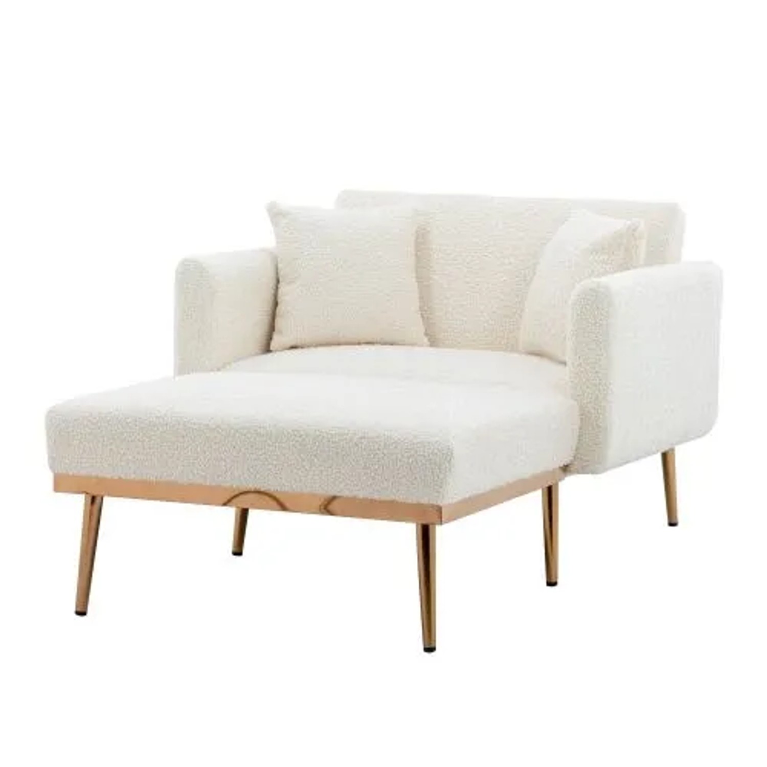 PXloue Schlafsessel Sofa Couches mit Verstellbare Rückenlehne und 2 Kissen für Wohnzimmer Schlafzimmer Weiß