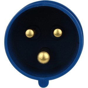 Blauer CEE Stecker, 3-polig, IP44 für Autoanhänger und Camping.