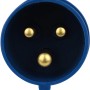 Blauer CEE Stecker, 3-polig, IP44 für Autoanhänger und Camping.