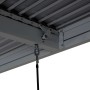 Detailaufnahme: Anthrazitfarbene MCW Pergola L46 mit Lamellendach und Kurbel zur Einstellung.