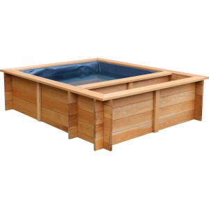 Dobar Hochteich Maxime aus Kiefernholz mit Teichfolie, 150x120x40 cm, braun.