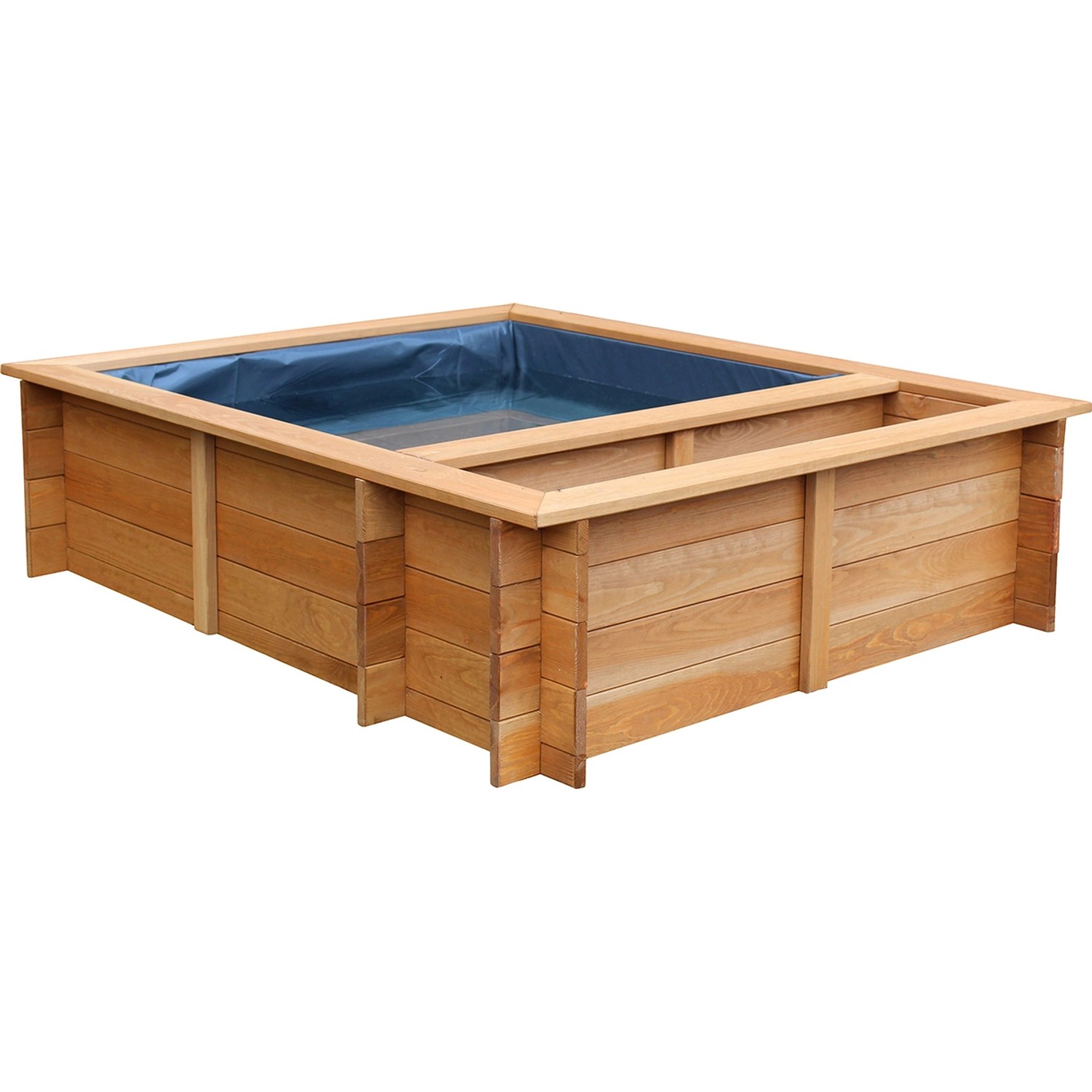 Dobar Hochteich Maxime aus Kiefernholz mit Teichfolie, 150x120x40 cm, braun.