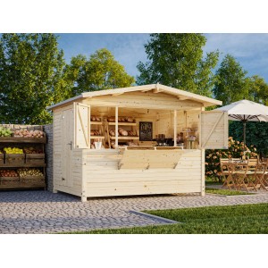 Palmako Marktstand Marian, klappbar, 298x228 cm, naturbelassen. Ideal für Märkte und Feste.