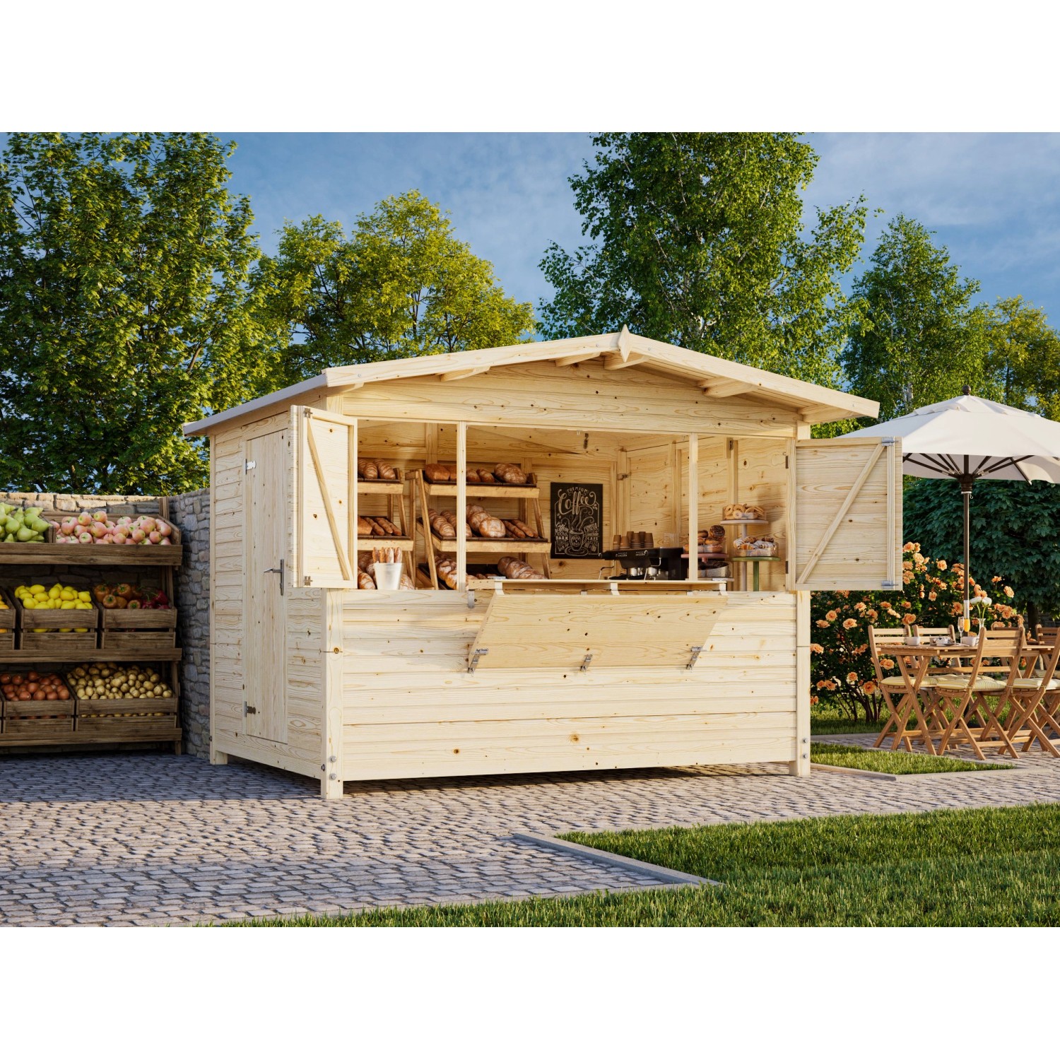 Palmako Marktstand Klappbar Marian 298 x 228 cm Naturbelassen FSC® günstig online kaufen