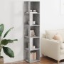 Eckregal in Betongrau mit fünf Fächern, ideal für Büro oder Wohnzimmer.