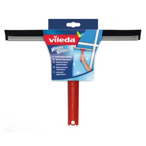 Vileda Profi-Abzieher für streifenfreie Fenster. Reinigungsgerät mit Gummilippe und rotem Griff.